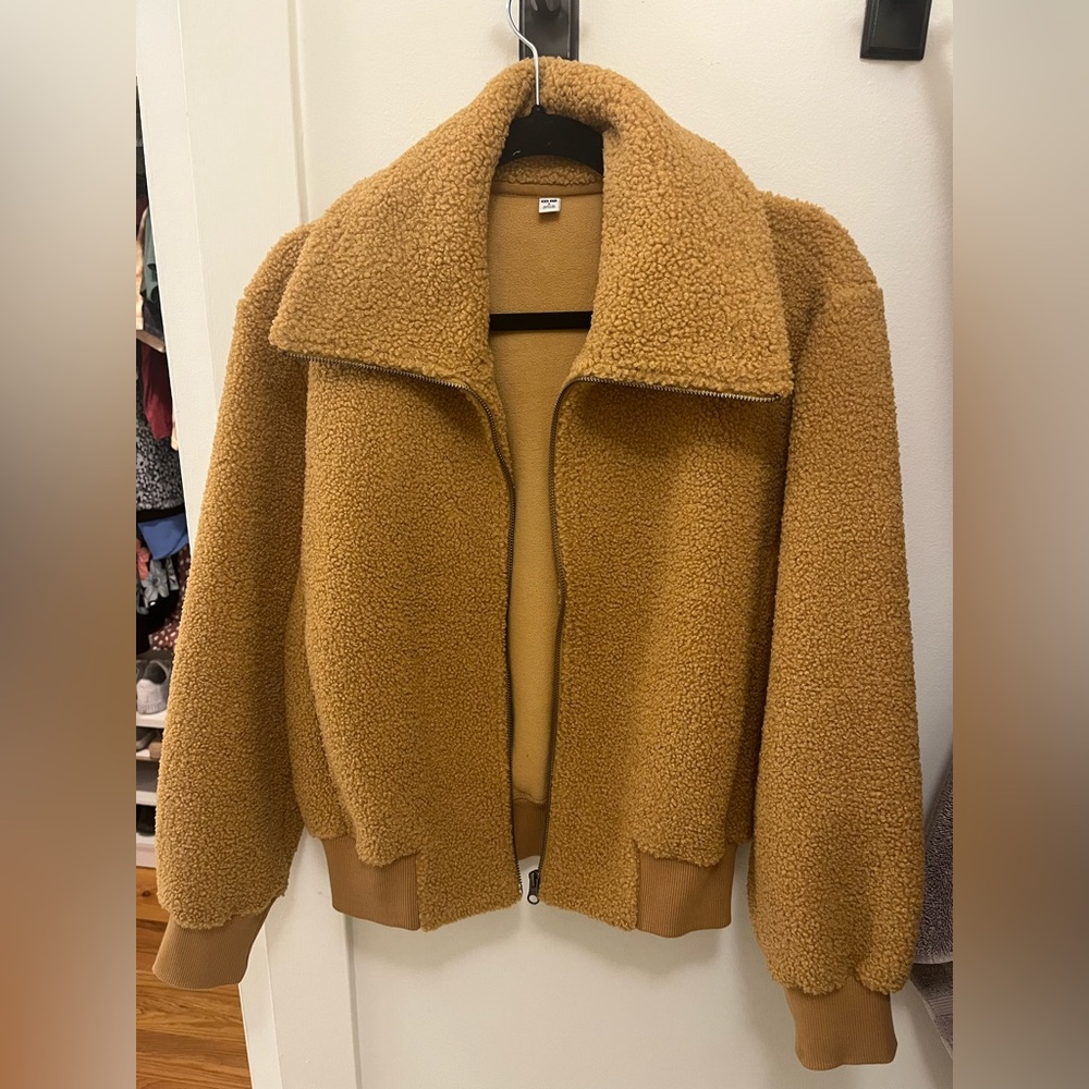 Mustard Uniqlo Fuzzy Bomber